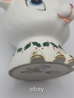 Vintage 1962 Napco Christmas Rudolph Reindeer Head Vase Planter ICX-5477