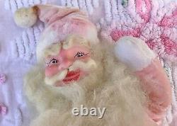 Vintage 1963 Pink Harold Gale Santa Claus Doll Christmas Holiday Shabby Romantic