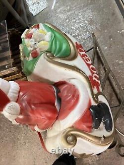 Vintage 1970 Empire Santa Sleigh 2 Reindeer Blow Mold Plastic Lighted Christmas