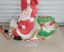 Vintage 1970's Empire Santa Claus Sleigh with Reindeer Blow Mold Christmas