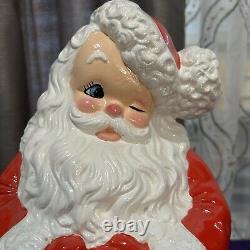 Vintage 1980's Christmas Mr. & Mrs. Santa Claus Ceramic Figurines Atlantic Mold