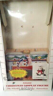 Vintage 1986 Telco Motion-ette Animated Christmas Striped Cat Plush with Box