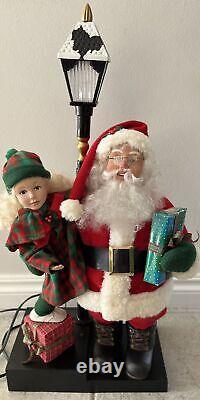 Vintage 1993 Holiday Creations Animated Dancing Santa, Girl lighted Lamp Post