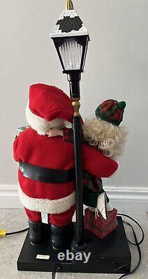 Vintage 1993 Holiday Creations Animated Dancing Santa, Girl lighted Lamp Post