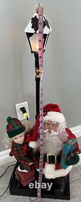 Vintage 1993 Holiday Creations Animated Dancing Santa, Girl lighted Lamp Post