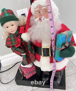 Vintage 1993 Holiday Creations Animated Dancing Santa, Girl lighted Lamp Post