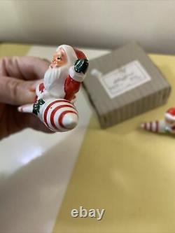 Vintage 2 Rare Shafford 1960s Santa on a Rocket Porcelain Ornaments Box Japan