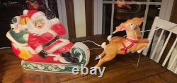 Vintage 24 Santa And Reindeer Empire Made In U. S. A! Blowmold 1970