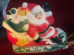 Vintage 24 Santa And Reindeer Empire Made In U. S. A! Blowmold 1970