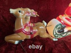 Vintage 24 Santa And Reindeer Empire Made In U. S. A! Blowmold 1970