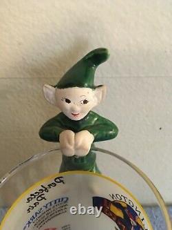 Vintage 3 Ceramic Christmas Elves Green Pixies Two Hang On A Glass Rare Read