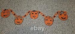 Vintage 30s/40s German Halloween Embossed Diecut 16 Pumpkin Head Woman Lady, Cat