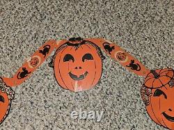 Vintage 30s/40s German Halloween Embossed Diecut 16 Pumpkin Head Woman Lady, Cat