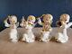 Vintage 4 Porcelain Angels With Instruments Japan Christmas