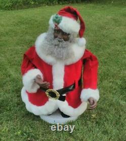 Vintage 5 Foot Tall African American Santa Claus Musical (Animated Non Working)