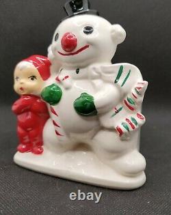 Vintage 50's Christmas Snowman with Child Planter Japan