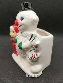 Vintage 50's Christmas Snowman with Child Planter Japan