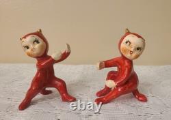 Vintage 50s 60s Japan Halloween Devil Pixie Candle Stick Huggers
