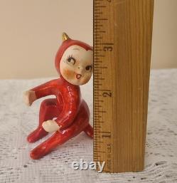 Vintage 50s 60s Japan Halloween Devil Pixie Candle Stick Huggers