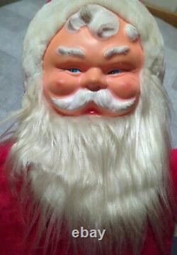 Vintage 50s Peoria Santa Claus Plush Body Rubber Face Large 44 Inch Tall