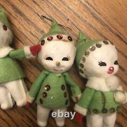 Vintage 50s SNOW BABY pixie Harold Gale Christmas ornaments Elf Brownie Lot 5
