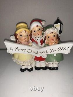 Vintage 50s THAMES Japan Christmas Centerpiece GIRL Carolers Planter Wall Pocket