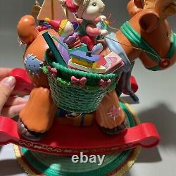 Vintage 94 ENESCO Lustre Fame Musical Christmas Rocking Horse Jingle Bell Doll