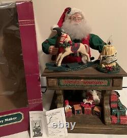 Vintage ANIMATED SANTA TOY MAKER WORKSHOP FIGURE DISPLAY + MUSIC Candle