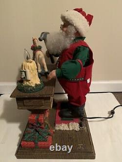 Vintage ANIMATED SANTA TOY MAKER WORKSHOP FIGURE DISPLAY + MUSIC Candle