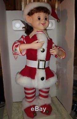 Vintage Animated Christmas Telco Motionette Pixie Elf Baker with Box Auburn Hair