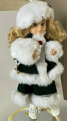 Vintage Animated Electric ELCO MOTION-ette Christmas Ice Skater Victorian girl