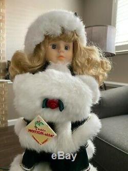 Vintage Animated Electric ELCO MOTION-ette Christmas Ice Skater Victorian girl