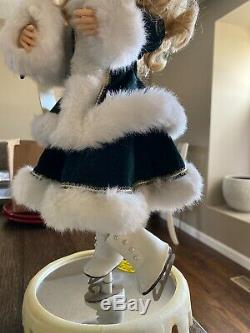 Vintage Animated Electric ELCO MOTION-ette Christmas Ice Skater Victorian girl