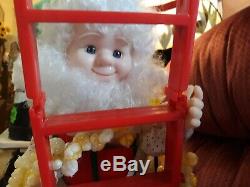 Vintage Animated Elf Ladder Trimming Tree Christmas Strand of Popcorn