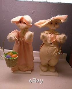 Vintage Animated Mechanical Easter Bunny Set Store Display Telco w Video