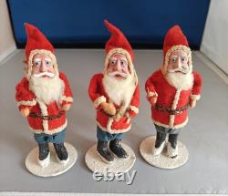 Vintage Antique Clay Face Santa Christmas Standing Figure Clay Japan
