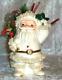 Vintage Arctic White Ceramic Napco Christmas Spaghetti Santa Planter Ilx269c