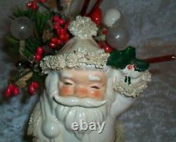 Vintage Arctic White Ceramic Napco Christmas Spaghetti Santa Planter ILX269C