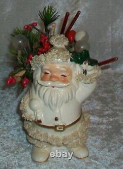 Vintage Arctic White Ceramic Napco Christmas Spaghetti Santa Planter ILX269C