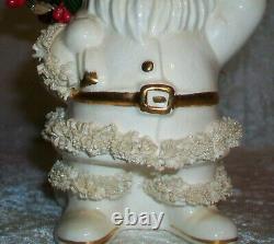 Vintage Arctic White Ceramic Napco Christmas Spaghetti Santa Planter ILX269C