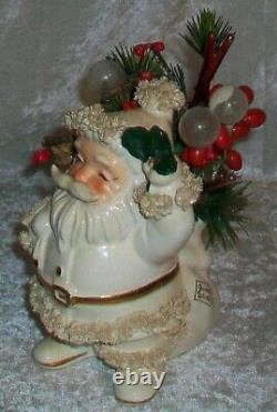 Vintage Arctic White Ceramic Napco Christmas Spaghetti Santa Planter ILX269C