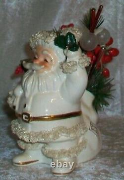 Vintage Arctic White Ceramic Napco Christmas Spaghetti Santa Planter ILX269C