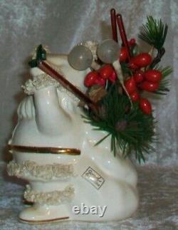 Vintage Arctic White Ceramic Napco Christmas Spaghetti Santa Planter ILX269C