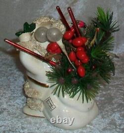 Vintage Arctic White Ceramic Napco Christmas Spaghetti Santa Planter ILX269C