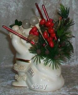 Vintage Arctic White Ceramic Napco Christmas Spaghetti Santa Planter ILX269C