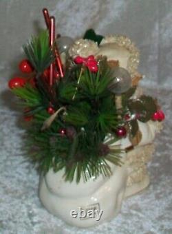 Vintage Arctic White Ceramic Napco Christmas Spaghetti Santa Planter ILX269C