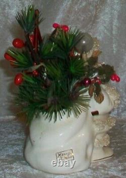 Vintage Arctic White Ceramic Napco Christmas Spaghetti Santa Planter ILX269C