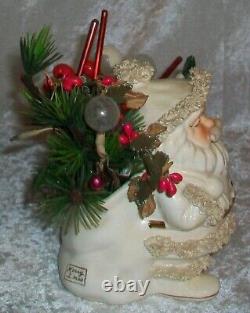 Vintage Arctic White Ceramic Napco Christmas Spaghetti Santa Planter ILX269C