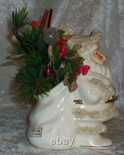 Vintage Arctic White Ceramic Napco Christmas Spaghetti Santa Planter ILX269C