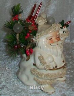 Vintage Arctic White Ceramic Napco Christmas Spaghetti Santa Planter ILX269C